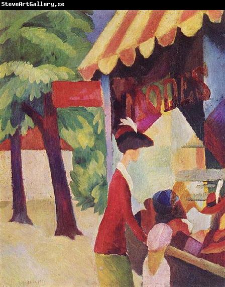 August Macke Vor dem Hutladen (Frau mit roter Jacke und Kind)